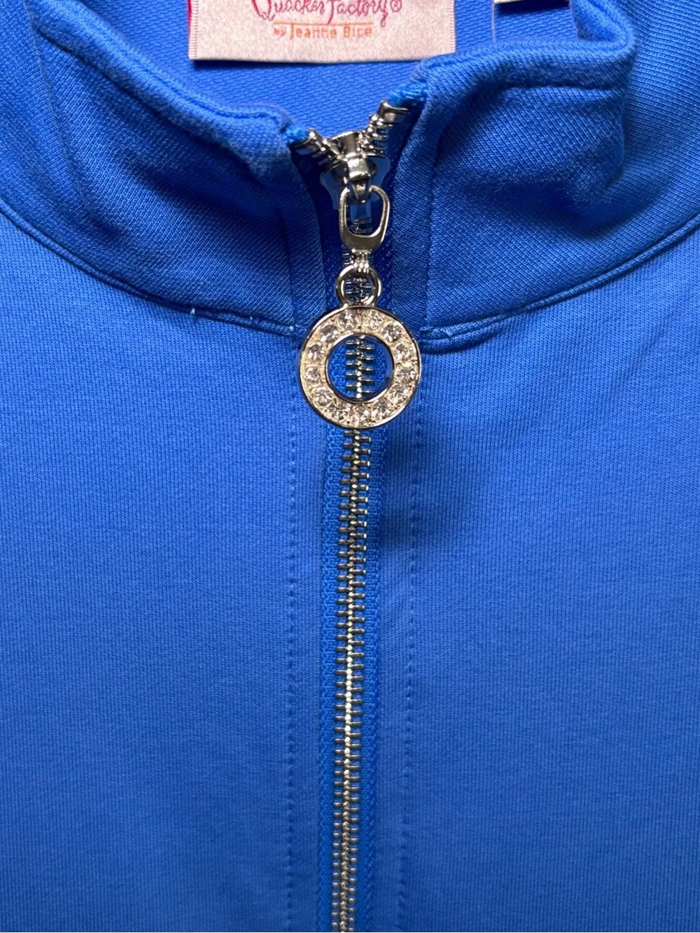 Quacker Factory by Jeanne Bice Royal Blue Full Zip Jacket w/ Rhinestone Accents